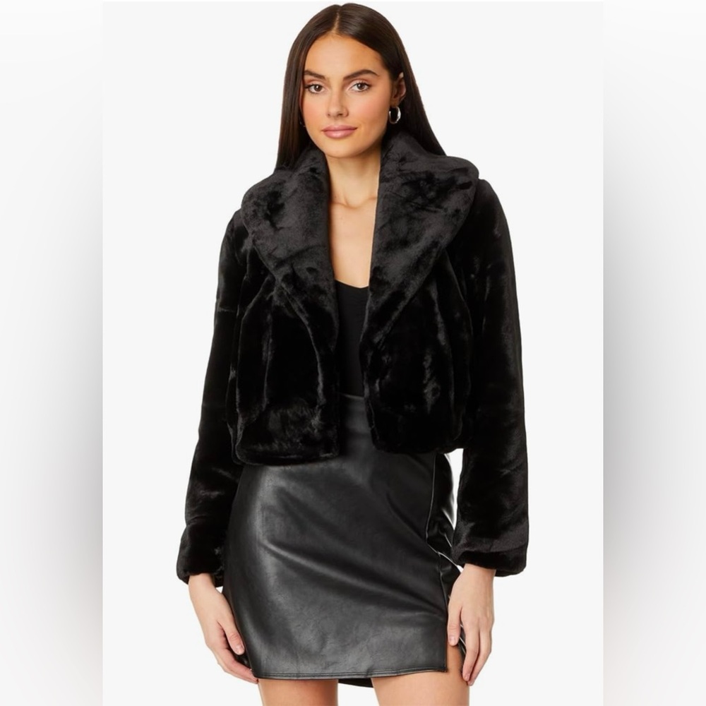 NWT Blank NYC Black Faux Fur Coat